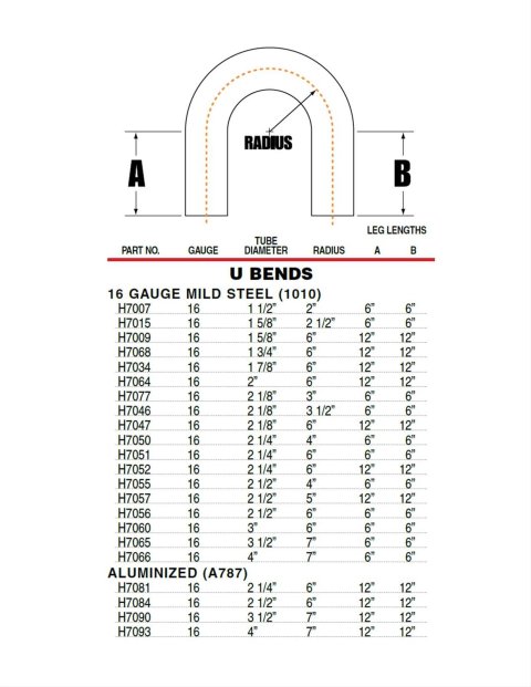 Patriot 180 Degree Bends 1.75 Inch Steel Exhaust Pipe H7068 Pipe, U-Bend, Degree, Steel, Natural, 1.750 in. Diameter, 6.00 in. Bend Radius, Each thumbnail 2