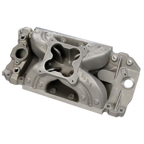 Dart Single Plane Intake Manifolds 41125000 Manifold, Plane, Aluminum, Natural, 4500 Flange, Chevy, Rectangular Port, BBC, Tall Deck, Each thumbnail 1