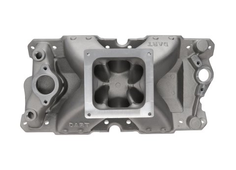 Dart Single Plane Intake Manifolds 42421000 Manifold, Plane, Aluminum, Natural, Dominator Flange, Chevy, Small Block, Each thumbnail 2