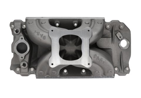 Dart Single Plane Intake Manifolds 41115000 Manifold, Plane, Aluminum, Natural, Square Bore Flange, Chevy, Rectangular Port, Tall Deck, Each thumbnail 1