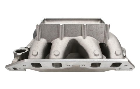 Dart Big Chief Box Ram Intake Manifolds 43144000 Manifold, Single Plane, Aluminum, Natural, Chevy, Dominator Flange, Chief, Oval, Each thumbnail 1