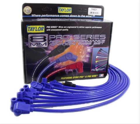Taylor Spiro-Pro Spark Plug Wire Sets 74601 Wires, Spiro-Pro, 8mm, Blue, 90 Degree Boots, Chevy, GMC, Small Block, V8, Set thumbnail 2