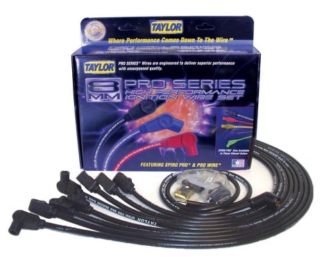 Taylor Spiro-Pro Race-Fit Spiro-Wound Core Spark Plug Wire Sets 76029 Wires, Race-Fit, 8mm, Black, 90 Degree Boots, Chevy, Small Block, Under Headers, Set thumbnail 2