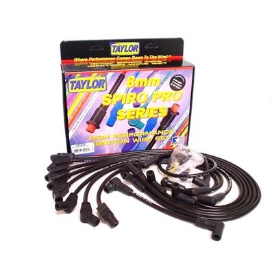 Taylor Spiro-Pro Race-Fit Spiro-Wound Core Spark Plug Wire Sets 76027 Wires, Race-Fit, 8mm, Black, 90 Degree Boots, Chevy, Small Block, V8, Set thumbnail 2