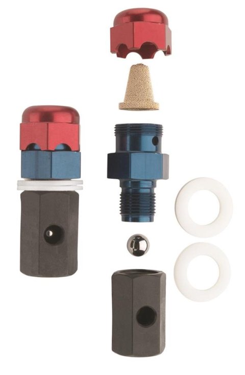 Jaz Products Fuel Cell Tip Over Valves 834-108-06 Valve, Aluminum, Black/Blue Anodized, Female -8 AN to Male -8 AN, Each thumbnail 1