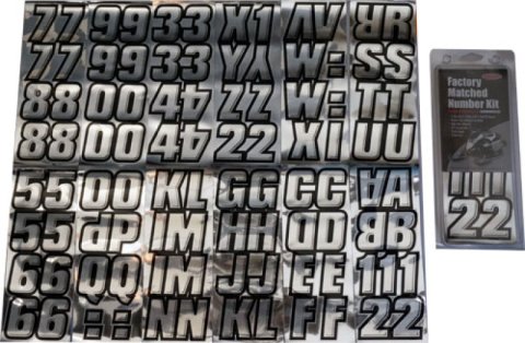Hardline Products Factory Matched Series 500 Decals CHBLK500 Decals, 500, Number/Letter Combos, Vinyl, Chrome/Black, 1.5 in Width, 2 in Length, Kit thumbnail 2