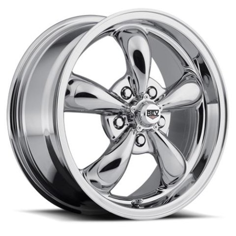 REV Wheels 100 Classic Series Chrome 15x7 Wheel, Classic, 15 in. x 7 in., Aluminum, Chrome, 5 x 4.50 in. Bolt Circle, 4 in. Backspace, Each thumbnail 1