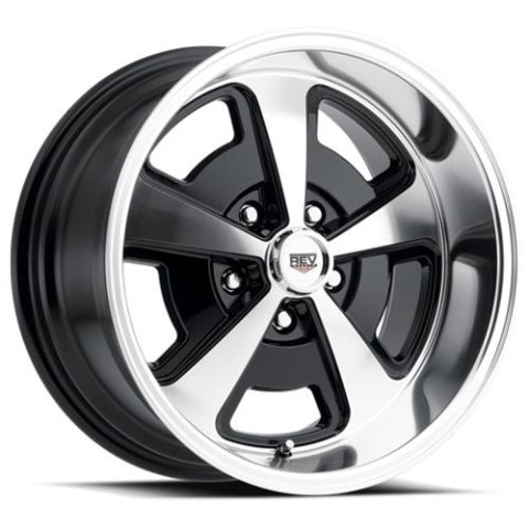 REV Wheels 109 Classic Magnum Series Gloss Black Polished 18x8 Wheel, Classic, 18 in. x 8 in., Aluminum, Black/Polished, 5 x 4.75 in. Bolt Circle, 4.5 in. Backspace, Each