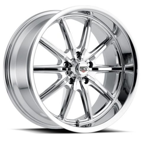 REV Wheels 110 Classic Series Chrome 20x9.5 Wheel, Classic, 20 in. x 9.5 in., Aluminum, Chrome, 5 x 5 in. Bolt Circle, 5.25 in. Backspace, Each