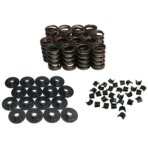Howards Cams Stock Diameter Performance Valve Spring and Retainer Kits 98636-K11 Kits, Single, Std., 1.514 in. O.D., 348 lbs./in., 0.344 in. Dia. Stem, Retainers, 7-Degree Locks, Damper Spring, Kit thumbnail 2
