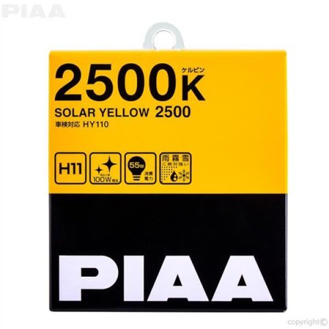 PIAA Light Bulbs HY110E Bulb, H11 Solar Yellow Twin Pack - 2500K - 12V 55W thumbnail 1