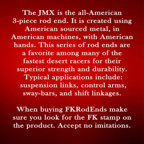 FK JMX/JMXL Series Rod Ends JMXL10T End, Series, 5/8 in.-18 LH, Male Threads, 3-piece, Alloy Steel, 0.625 in. Bore, Each thumbnail 1