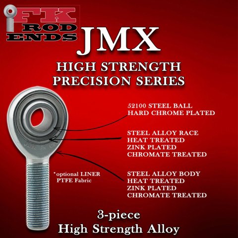 FK JMX/JMXL Series Rod Ends JMXL10T End, Series, 5/8 in.-18 LH, Male Threads, 3-piece, Alloy Steel, 0.625 in. Bore, Each thumbnail 2