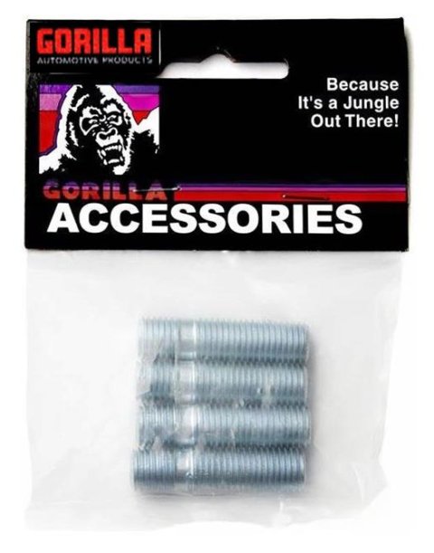 Gorilla Wheel Studs 77737XLB Studs, Screw-In, Steel, Zinc Plated, 12mm x 1.50, 2.250 in. Length, Set of 4