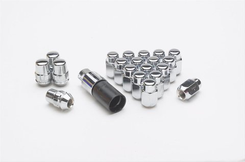 Gorilla Wheel Installation Kits 000000000000071733 Lug Nuts, Conical Seat, 12mm x 1.50 RH, Closed End, Standard, Locking, Chrome Plated Steel, Set of 20
