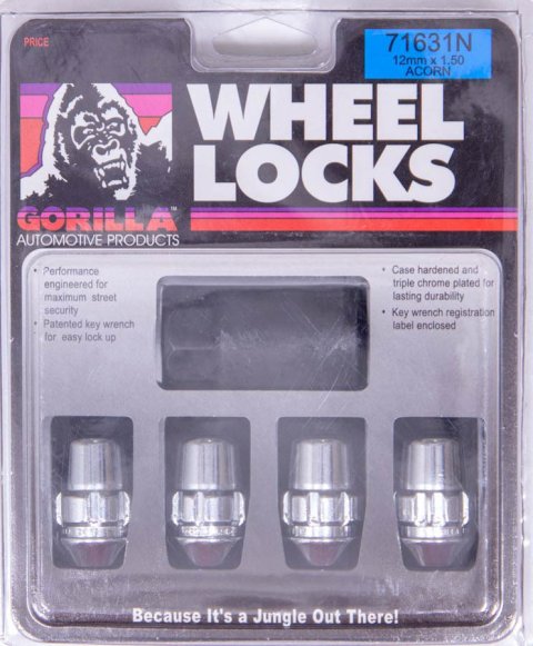 Gorilla Wheel Lock Systems 71641N Lug Nuts, Conical Seat, 14mm x 1.50 RH, Closed End, Locking, Chrome Plated Steel, Set of 4 thumbnail 2