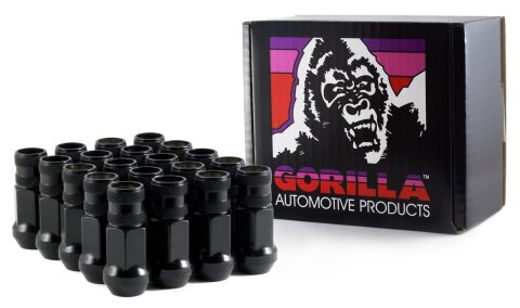 Gorilla Race Lug Nuts 45038BC-20 Nuts, Race, Conical Seat, Bulge, 12mm x 1.50 RH, Open End, Black Chrome Steel, Set of 20 thumbnail 1