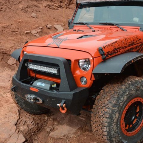 Rock Slide Engineering Bumpers FB-S-100-JK Rigid Shorty Front Bumper, Complete With Winch Plate, 2007-18 Jeep JK 2-4 Door