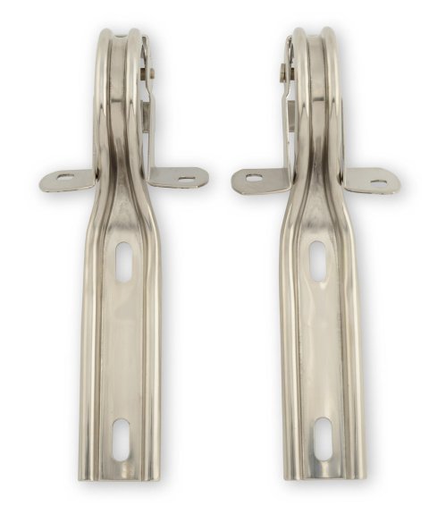 Drake Hood Hinges for 1979-1993 MUSTANG - D9ZZ-16796-S Hinges, 304 Stainless Steel, Polished, Ford, Pair thumbnail 1