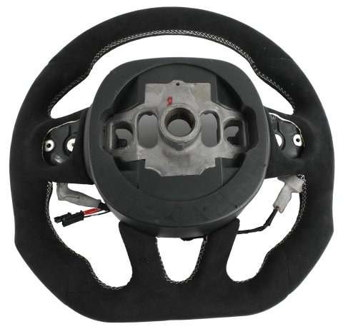 Drake Steering Wheels for 2015-2022 CHALLENGER, CHARGER - CH950-20 Wheel, Alcantara, 3 Spoke, Flat Bottom, Silver Stitching, Heated, Reuse Airbag and Factory Controls, Black, Dodge, Each thumbnail 2
