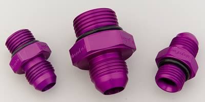 MagnaFuel Pressure Control Unit Fitting Kits MP-3600 Fittings, Fuel Regulator, MP-9633 Regulator Kits, One -8 AN Inlet and Two -6 AN Outlet Fittings, Purple, Kit thumbnail 2