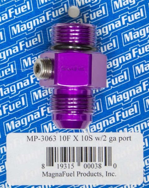 MagnaFuel Pressure Gauge Adapters MP-3063 Fuel Port Adapter, 1/8 in. NPT Fuel, -10AN To -10 O-Ring, Male/Male thumbnail 2