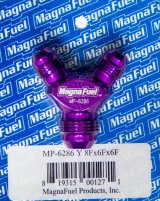MagnaFuel Y-Fittings MP-6286 Fitting, Y, -8 AN/-6 AN/-6 AN Male All, Aluminum, Purple Anodized, Each thumbnail 3