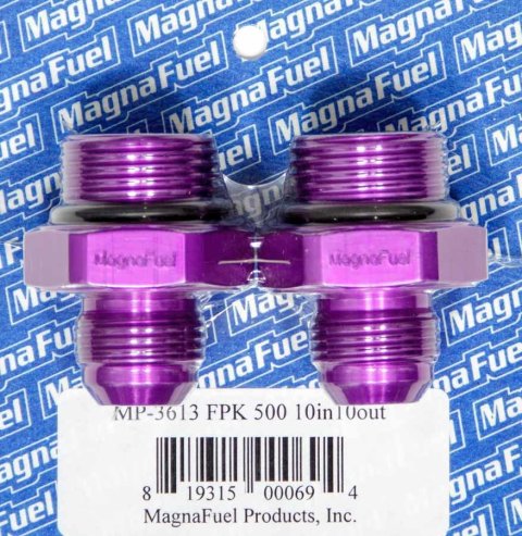 MagnaFuel Fuel Pump Fitting Kits MP-3613 Fittings, Straight, Two -12 AN Male O-Ring Fittings, One -10 AN Inlet, One -10 AN Outlet, Aluminum, Purple, Pair thumbnail 3