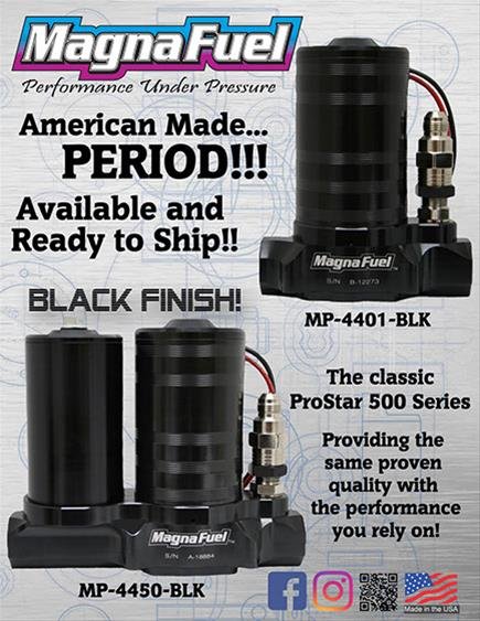MagnaFuel ProStar 500 Fuel Pumps MP-4401-BLK Pump, Electric, 500, External, Gas/Alcohol, Single -12 AN Inlet/Outlet, 25-36 psi., 2,000 HP, Black Anodized, Universal, Each thumbnail 2