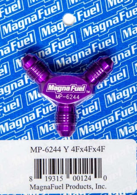 MagnaFuel Y-Fittings MP-6244 Fitting, Y, -4AN/-4AN/-4AN, Male All, Aluminum, Purple Anodized, Each thumbnail 3