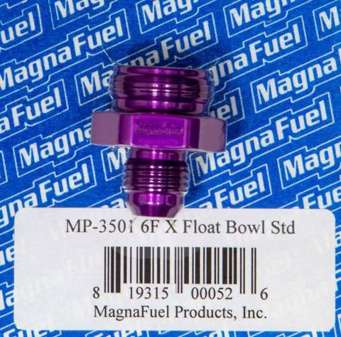 MagnaFuel Carburetor Inlet Fittings MP-3501 Fitting, Inlet, -6 AN to 7/8-20 in. Male Thread, Aluminum, Purple, Each thumbnail 3