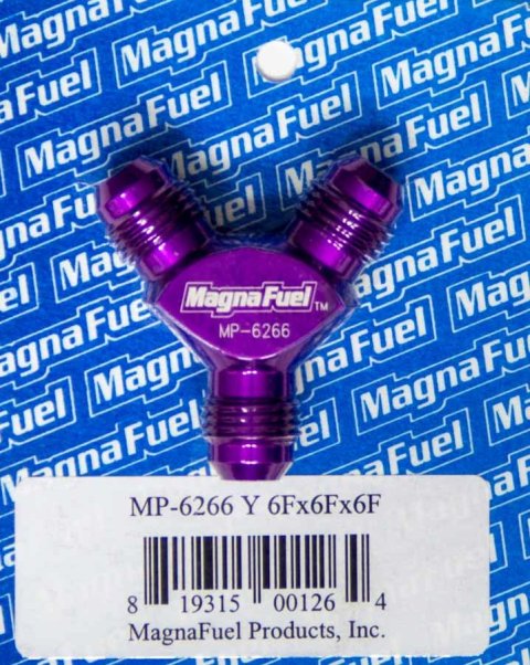 MagnaFuel Y-Fittings MP-6266 Fitting, Y, -6 AN Male All, Aluminum, Purple Anodized, Each thumbnail 3