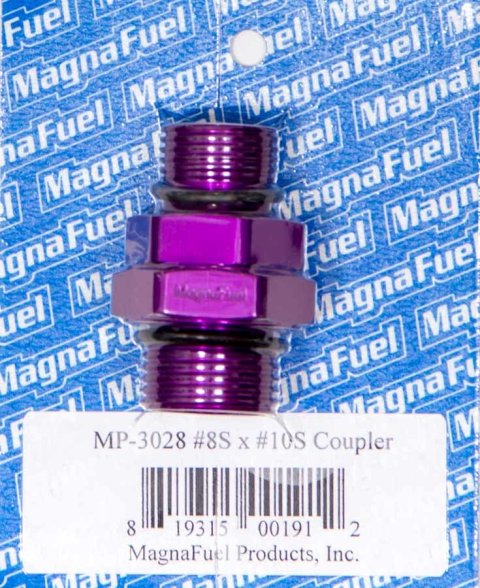 MagnaFuel Couplers MP-3028 Fitting, Reducer, Straight Cut to Straight Cut, Straight, Aluminum, Purple Anodized, -10 AN, -8 AN, Each thumbnail 3
