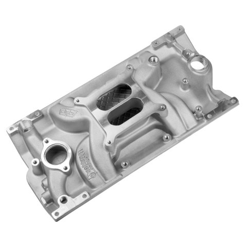 Weiand Street Warrior Intake Manifolds 8121 Manifold, Warrior, Dual Plane, Aluminum, Natural, Square Bore, Chevy, Small Block, Each thumbnail 1