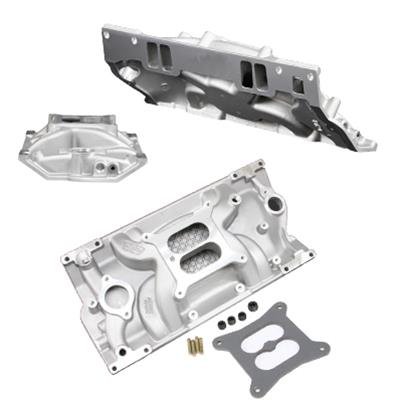 Weiand Street Warrior Intake Manifolds 8121 Manifold, Warrior, Dual Plane, Aluminum, Natural, Square Bore, Chevy, Small Block, Each thumbnail 2