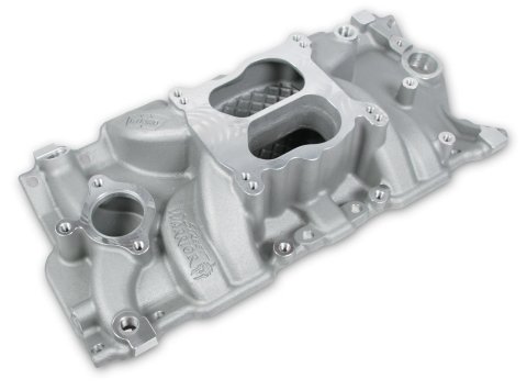 Weiand Street Warrior Intake Manifolds 8126 Manifold, Warrior, Dual Plane, Aluminum, Natural, Spread Bore, Chevy, Small Block, Each thumbnail 2