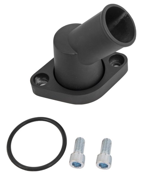 Weiand Aluminum Water Necks 6252 Neck, Aluminum, Black Powdercoated, 45 Degree, Chevy, Big/Small Block, Each thumbnail 2
