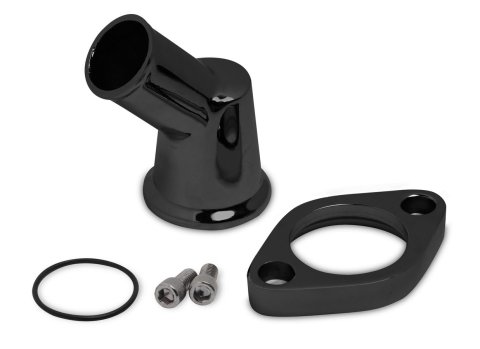 Weiand Aluminum Water Necks 6252 Neck, Aluminum, Black Powdercoated, 45 Degree, Chevy, Big/Small Block, Each thumbnail 3