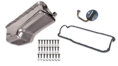 Weiand Oil Pan Packages 6524FWND Pan, Front Sump, Aluminum, Polished, 4 qt., Ford, Mercury, 5.0L, Each thumbnail 1