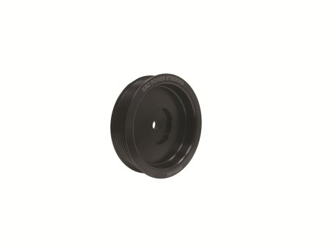 KRC Power Steering R-LOK Crankshaft Pulleys 38240000 Pulley, R-LOK, Crankshaft, Serpentine, 6-Groove, 4.00 in., Aluminum, Black, Chevy, Each thumbnail 1