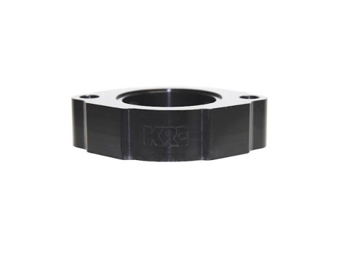 KRC Power Steering Water Neck Spacers 15375000 Spacer, Billet Aluminum, Black Anodized, Chevy, 1.000 in. Thick, Two 3/8 in. NPT Female Holes, Each thumbnail 1