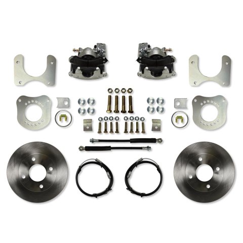 LEED Brakes Rear Disc Brake Conversion Kits for 1979-1986 CAPRI, MUSTANG - RC0010 Kit, Drum to Conversion, Single Piston, Solid Surface Vented Rotors, 4-Lug, Zinc Plated Calipers, Ford, Kit thumbnail 1
