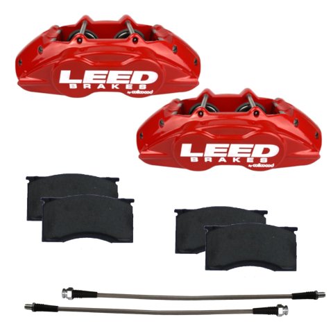 LEED Brakes MaxGrip Lite Caliper Upgrade Kits RCC0005 Kit, Max Grip Caliper, Pad and Hose Kit, Aluminum, Red, Ford, Each thumbnail 1
