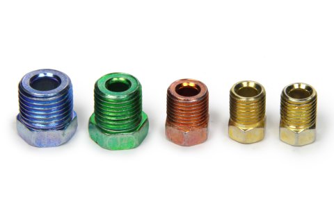 LEED Brakes Inverted Flare Tube Nut Fittings FKPV Nuts, Flare, 3/16 in. and 1/4 in. Tube, Steel, Set of 5 thumbnail 2