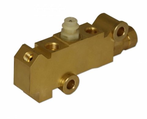 LEED Brakes Brake Proportioning Valves PV4_B Valve, Fixed, Two Inlet, Female Threads, Three Outlet, Female Threads, Brass, Natural, Universal, Four Wheel Disc, Each thumbnail 1