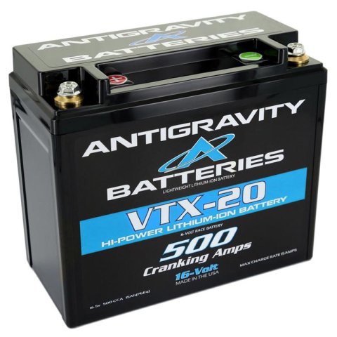 Antigravity Batteries Special Voltage VTX-20 Lithium AG-VTX-20-R Batteries, Lithium, Starting Usage, 16 V, 500 Cold Cranking Amps, Top Terminals, Negative Terminal Is On the Right Side, Each thumbnail 1