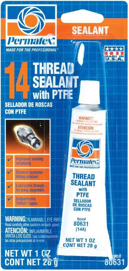 Permatex Thread Sealant with PTFE 80631 Sealant, PTFE, Squeeze Tube, 1 oz., Each thumbnail 1