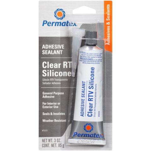 Permatex Clear RTV Silicone 80050 Sealant, Adhesive, RTV, Clear, 3 oz. Tube, Each thumbnail 1