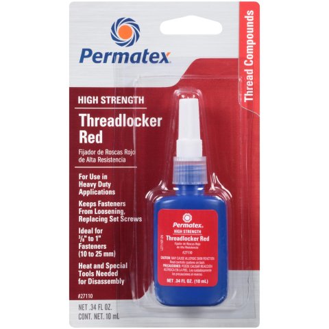 Permatex High-Strength Red Threadlocker 27110 Thread Locking Compound, High Strength, Red, 0.34 fluid oz., Each thumbnail 1