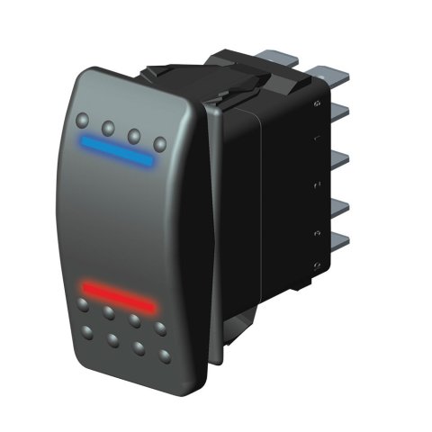 Flex-A-Lite Illuminated 3-Way Switches 119713 Switch, Illuminated, 3-Way, Rocker, Constant, Blue/Red Lighted, 10 amps, Plastic, Black, Spade Terminals, Kit thumbnail 2
